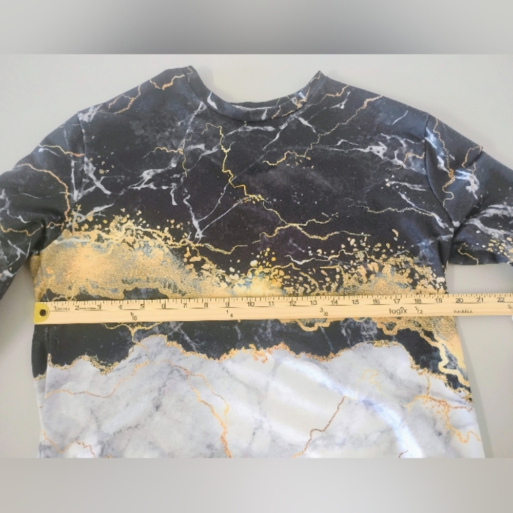 Marble Print Long Sleeve Shirt Unisex Men's Small or Women's Medium Lightning ⚡ - Picture 2 of 5